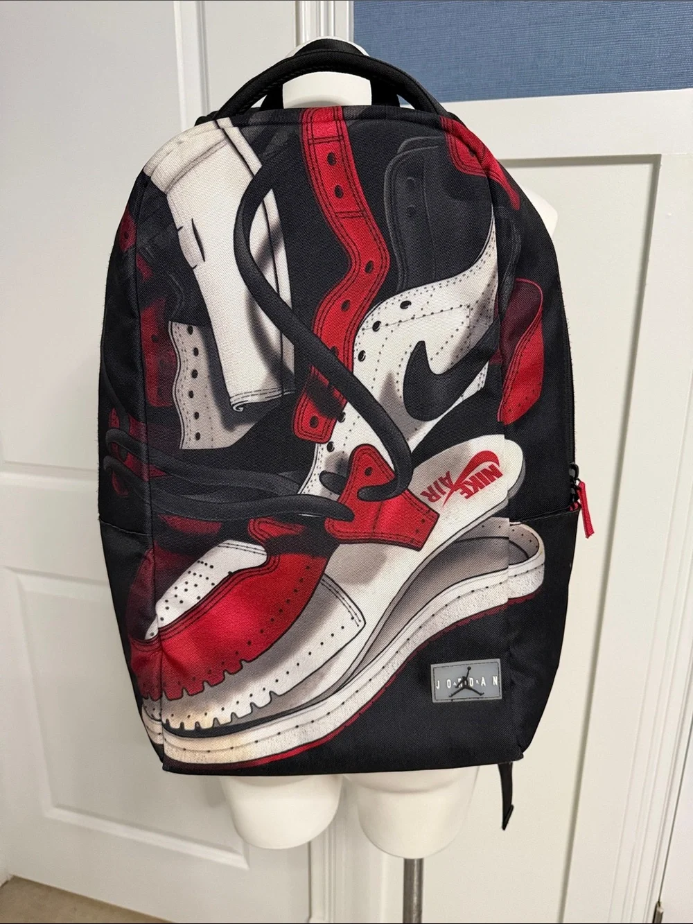 Jordan Black Red White Sneaker Graphic Backpack